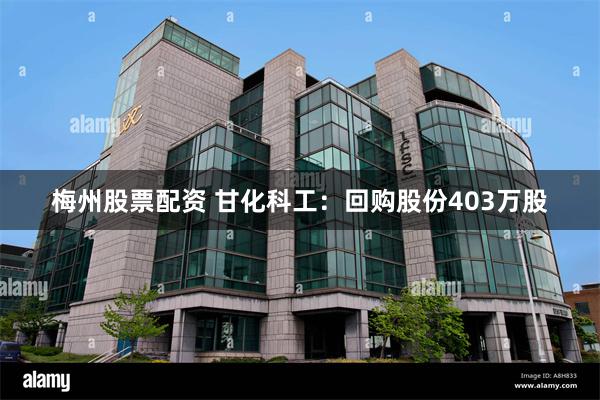 梅州股票配资 甘化科工：回购股份403万股